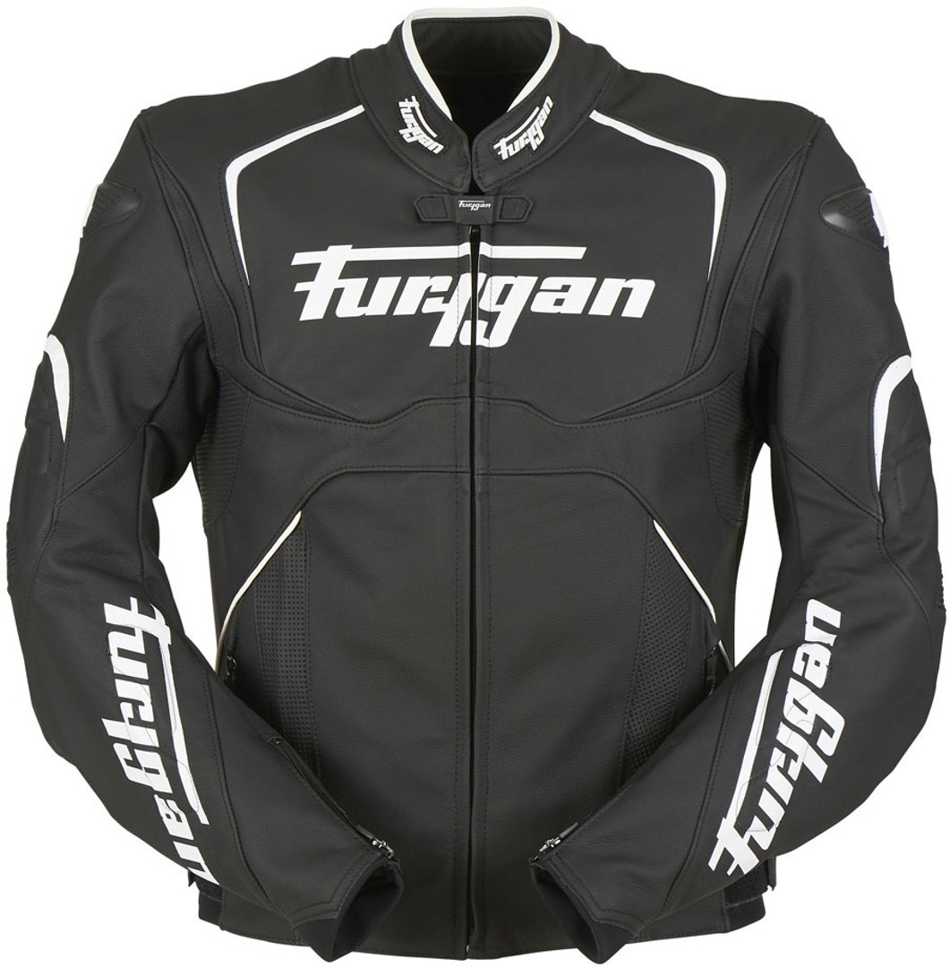 Furygan Ork Motorcycle Leather Jacket, black-white, Size S, black-white, Size S