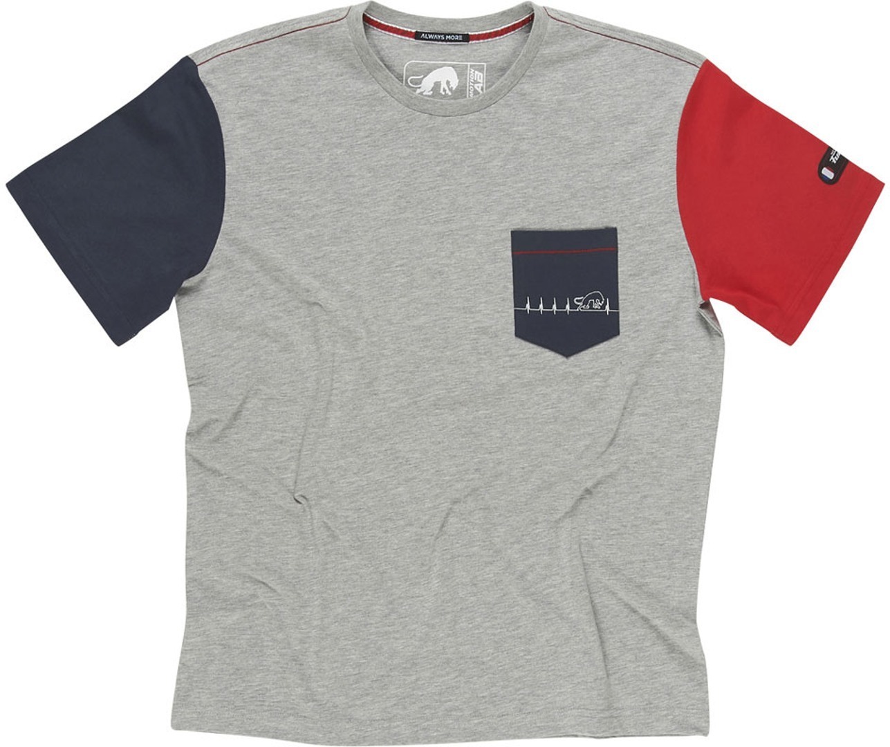 Furygan Heartbeat MC T-Shirt, grey-red-blue, Size 2XL, grey-red-blue, Size 2XL
