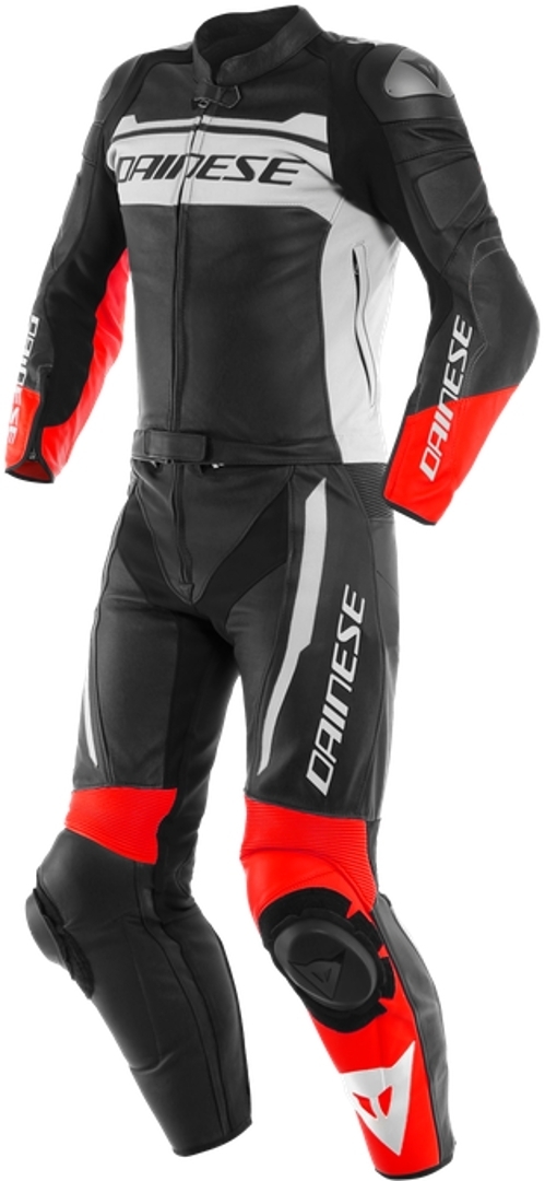 Dainese Mistel Två Piece motorcykel läder kostym, svart-vit-röd, storlek 44