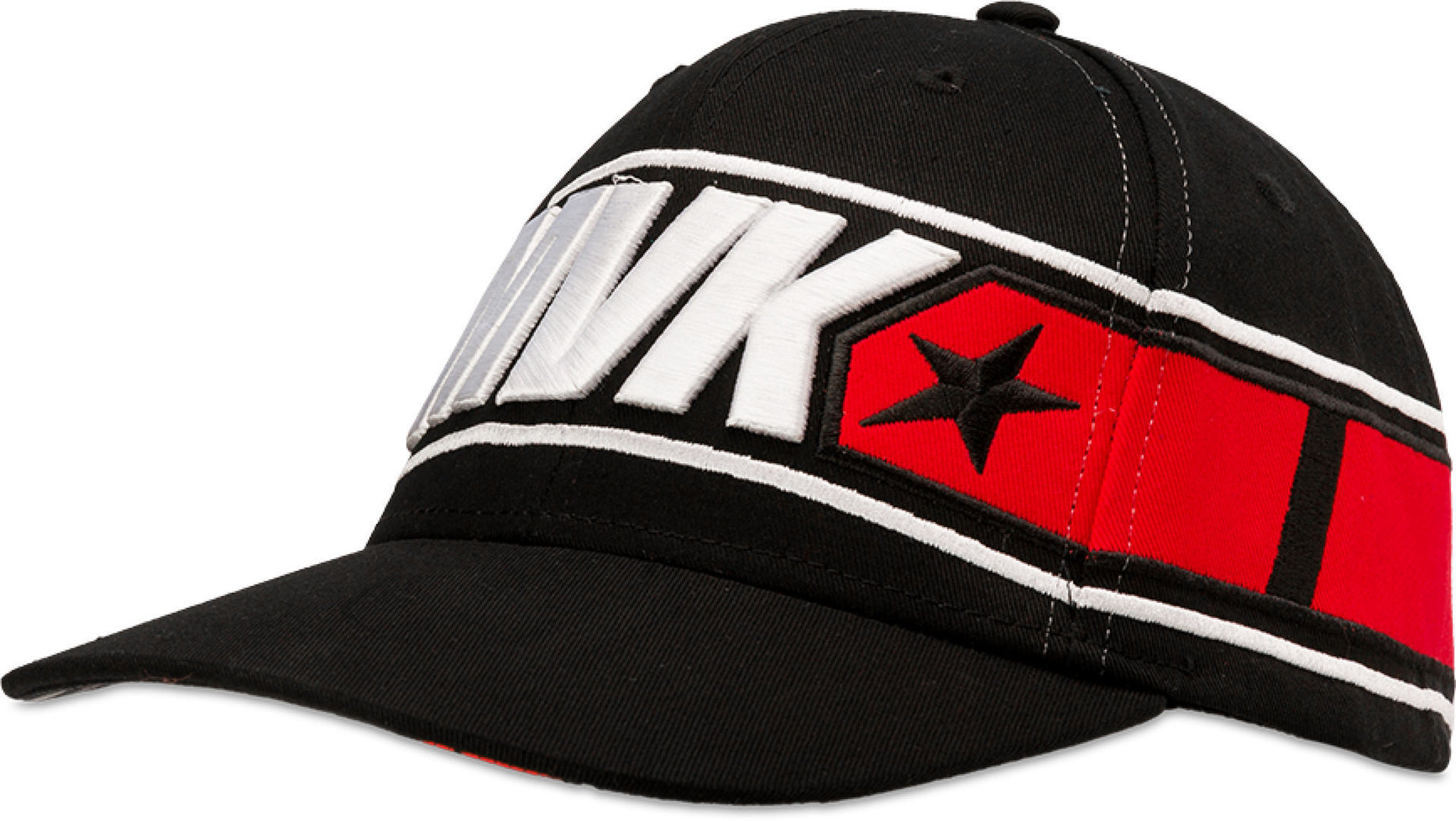 VR46 Maverick Vinales MVK Kappe, schwarz-weiss-rot, schwarz-weiss-rot