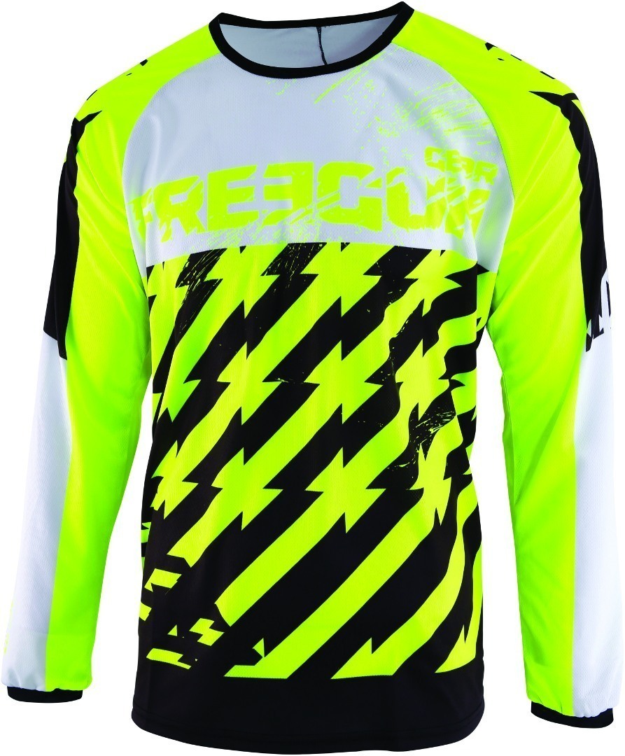 Freegun Devo Outlaw Kids Motocross Jersey, black-white-yellow, Size L, black-white-yellow, Size L