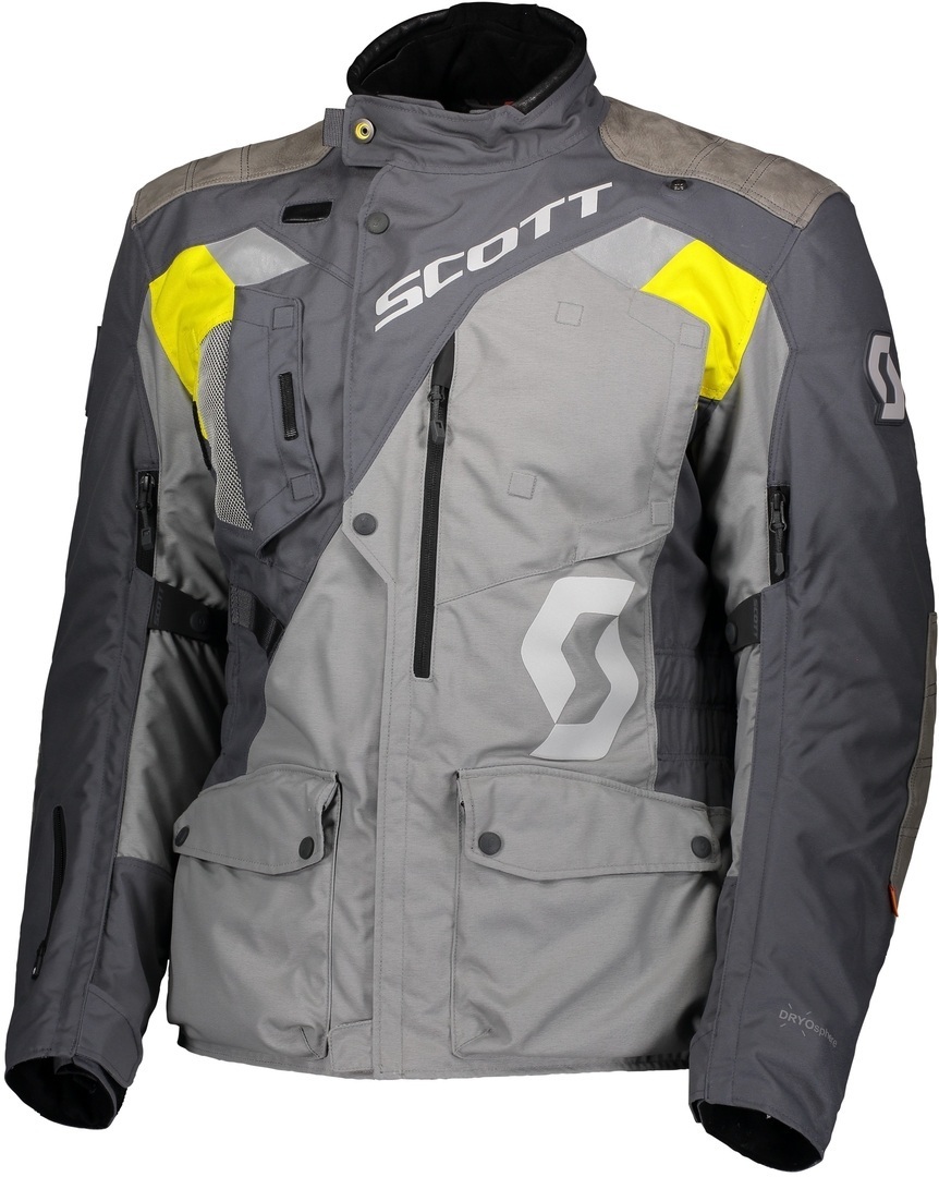 Scott Dualraid Dryo Motorcycle Textile Jacket, grey-yellow, Size 2XL, grey-yellow, Size 2XL