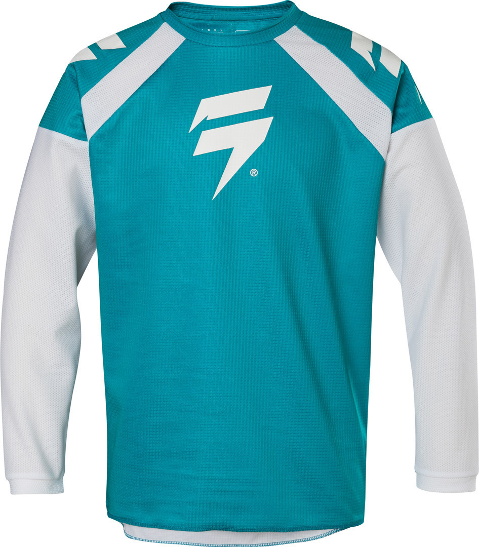 Shift Whit3 Label Race 1 Kids Motocross Jersey, white-green, Size S, white-green, Size S
