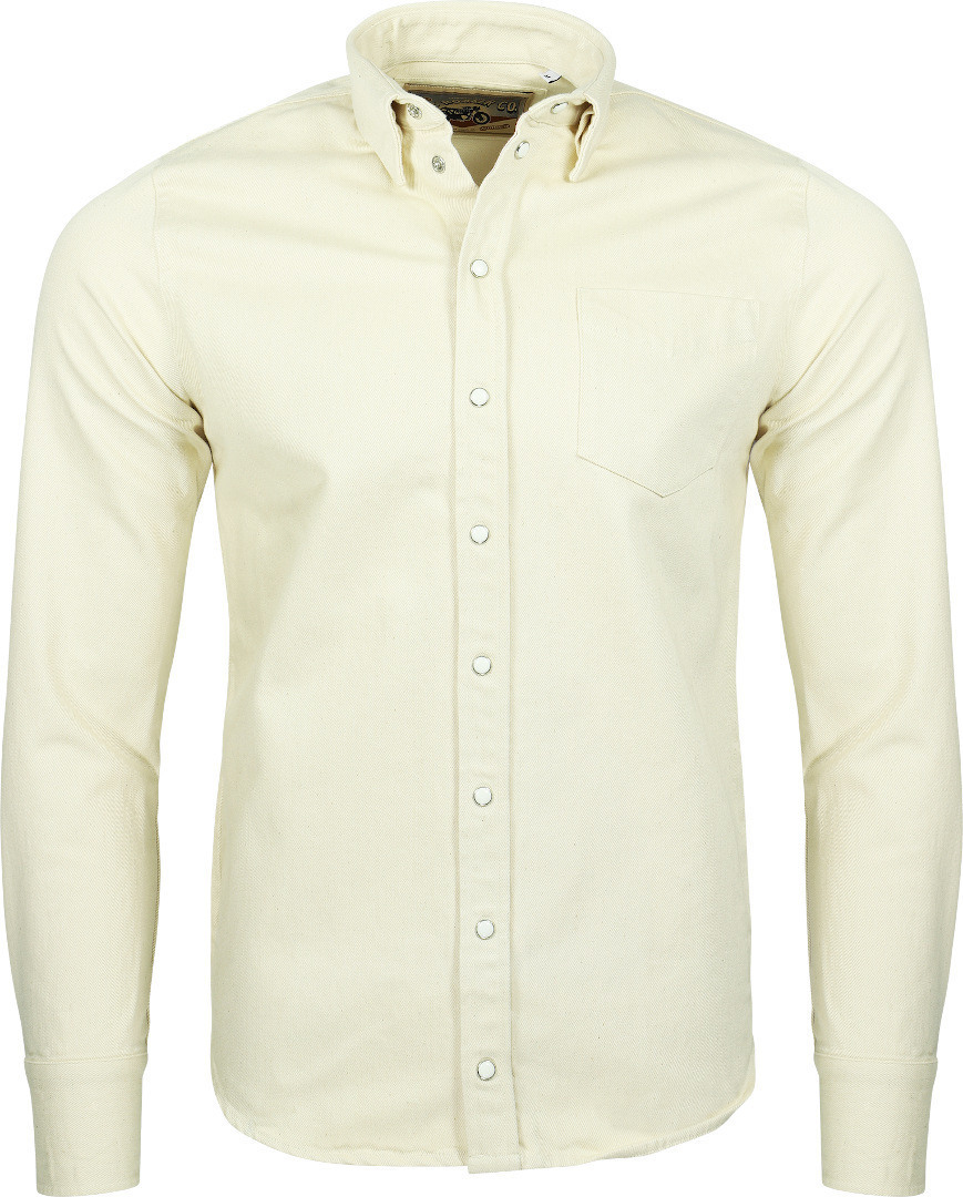 Rokker Prevelly Selvage Ecru Denim Shirt, white-yellow, Size 3XL, white-yellow, Size 3XL