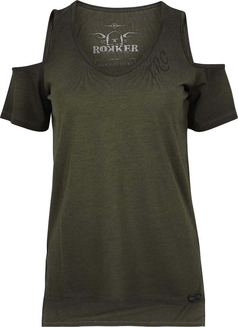 Rokker TRC Shoulderfree Dames T-shirt, groen, afmeting XL voor vrouw