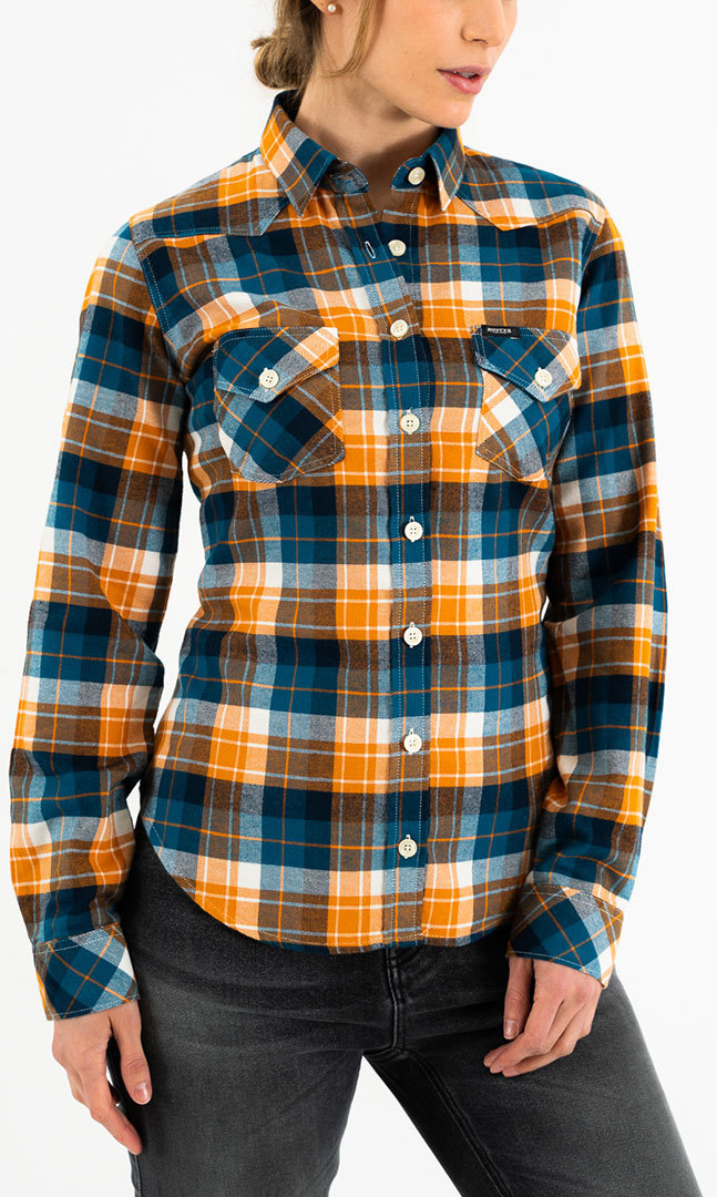 Rokker Sarasota Ladies Shirt, blue-yellow, Size S for Women, blue-yellow, Size S for Women