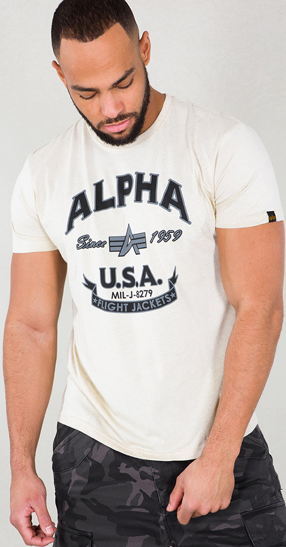 Alpha Industries Alpha FJ T-Shirt, beige, Größe S, beige, Größe S