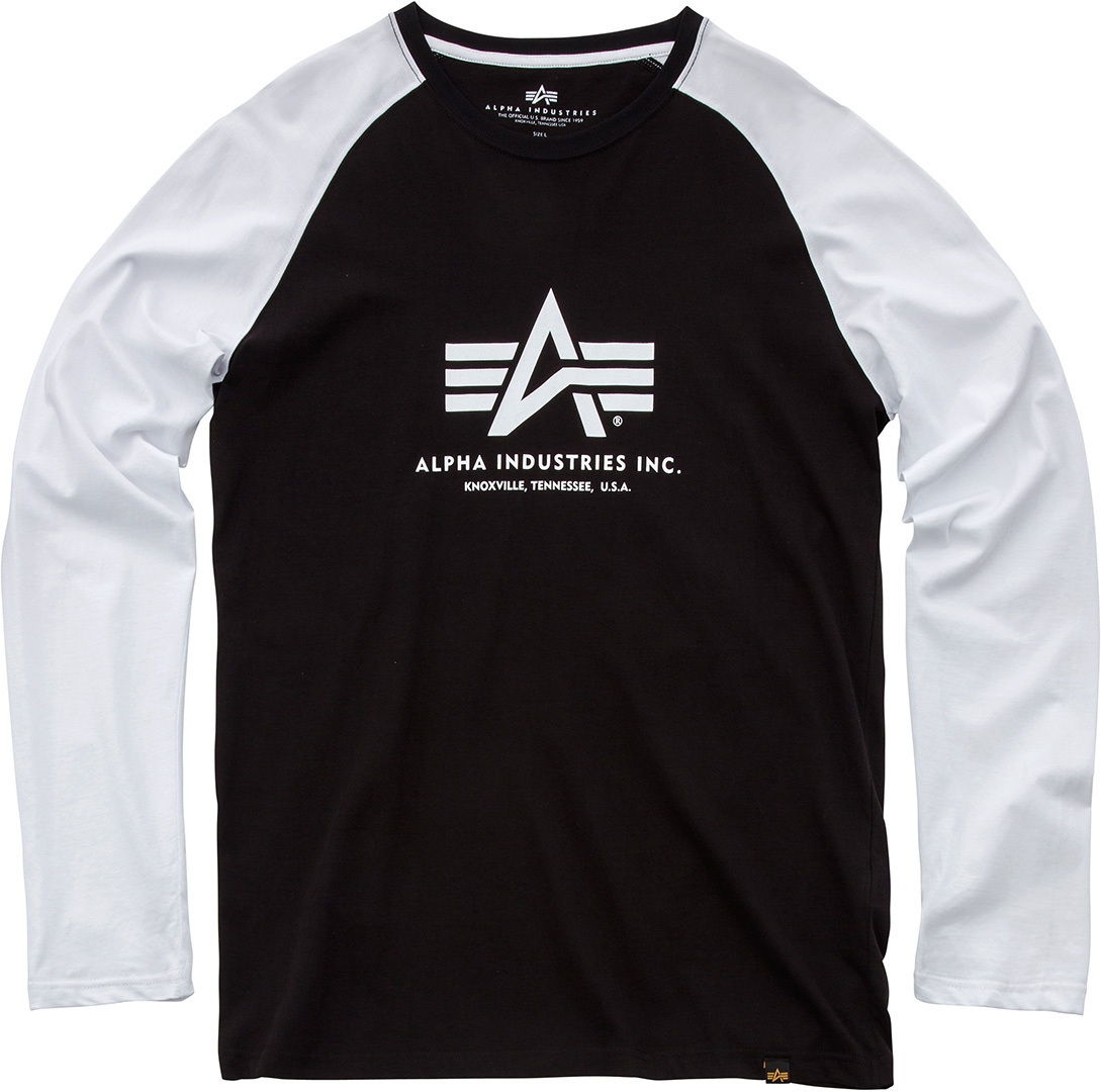 Alpha Industries Basic Langarmshirt, schwarz-weiss, Größe M, schwarz-weiss, Größe M