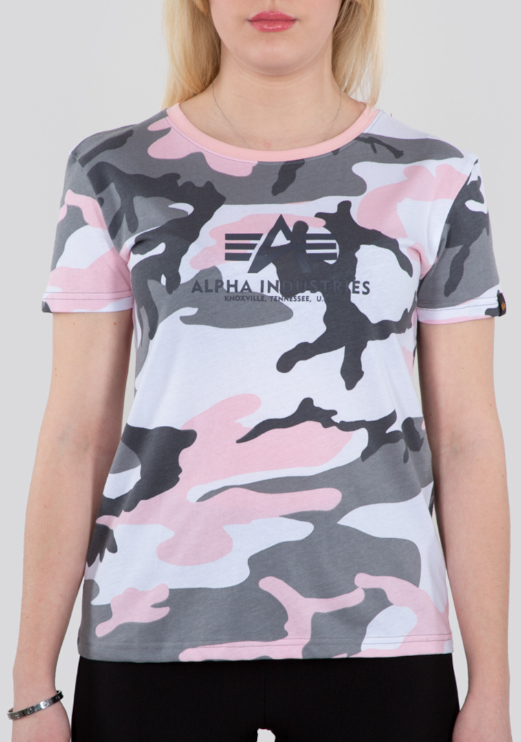 Alpha Industries New Camo Basic Dames T-shirt, zwart-wit-pink, afmeting XS voor vrouw
