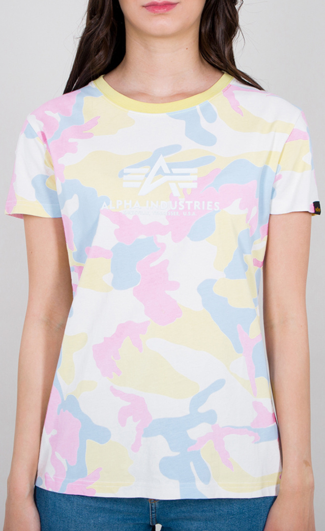 Alpha Industries New Camo Basic Dames T-shirt, blauw-geel, afmeting XS voor vrouw
