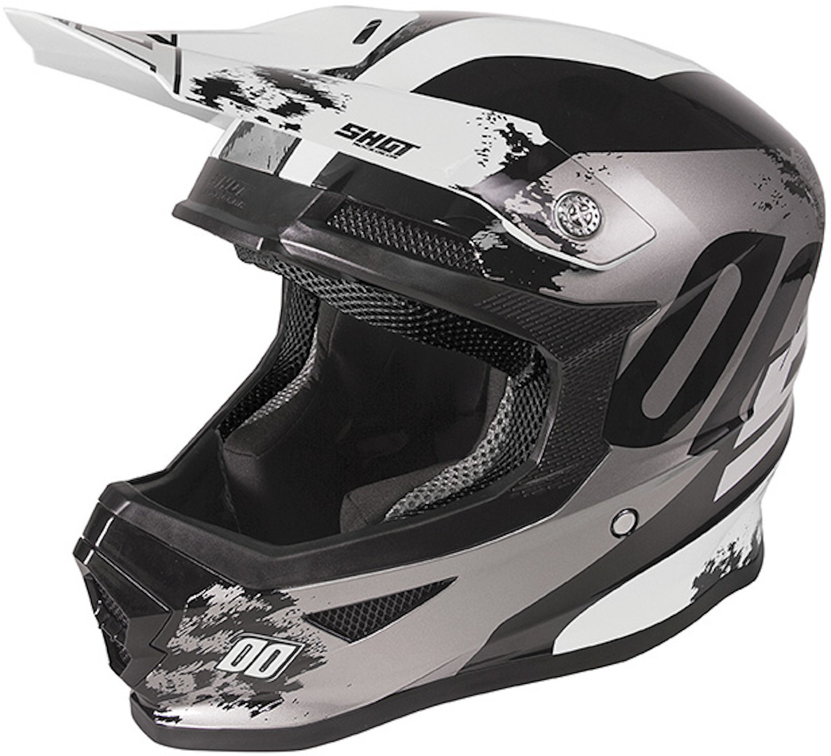 Shot Furious Shadow Kids Kids Motocross Helmet, black-white, Size S, black-white, Size S