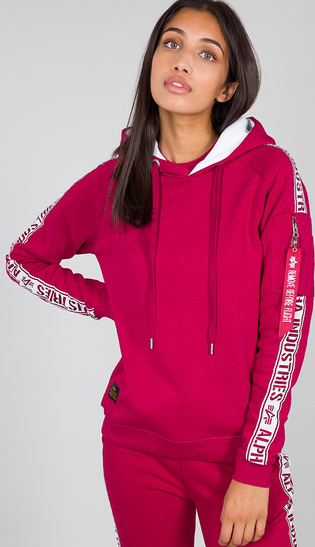 Image of Alpha Industries AI Tape Felpa con cappuccio da donna, rosa, dimensione XS per donne