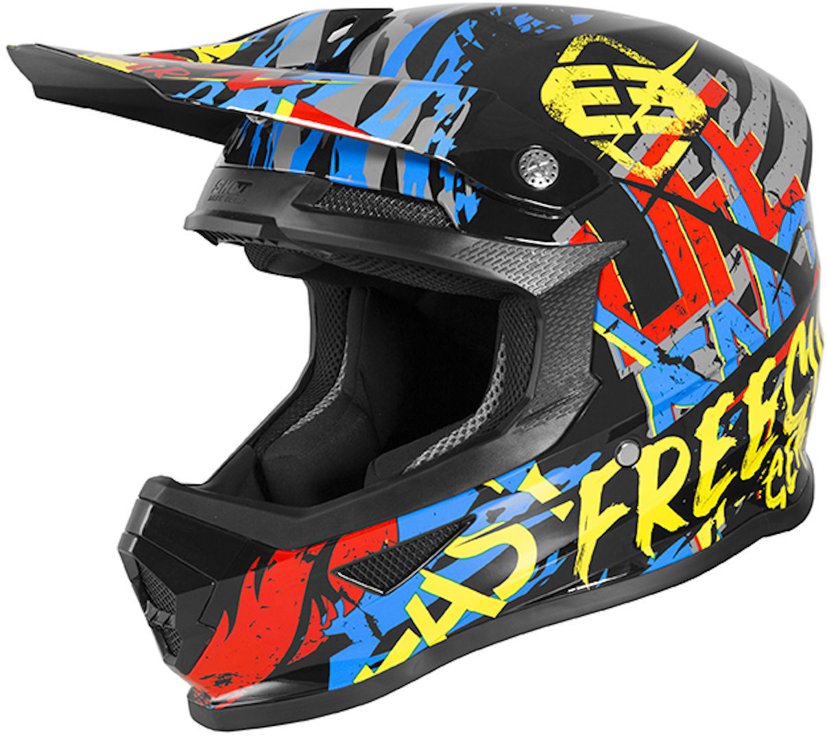 Freegun XP4 Maniac Motocross Helmet, black-red-yellow, Size XS, black-red-yellow, Size XS
