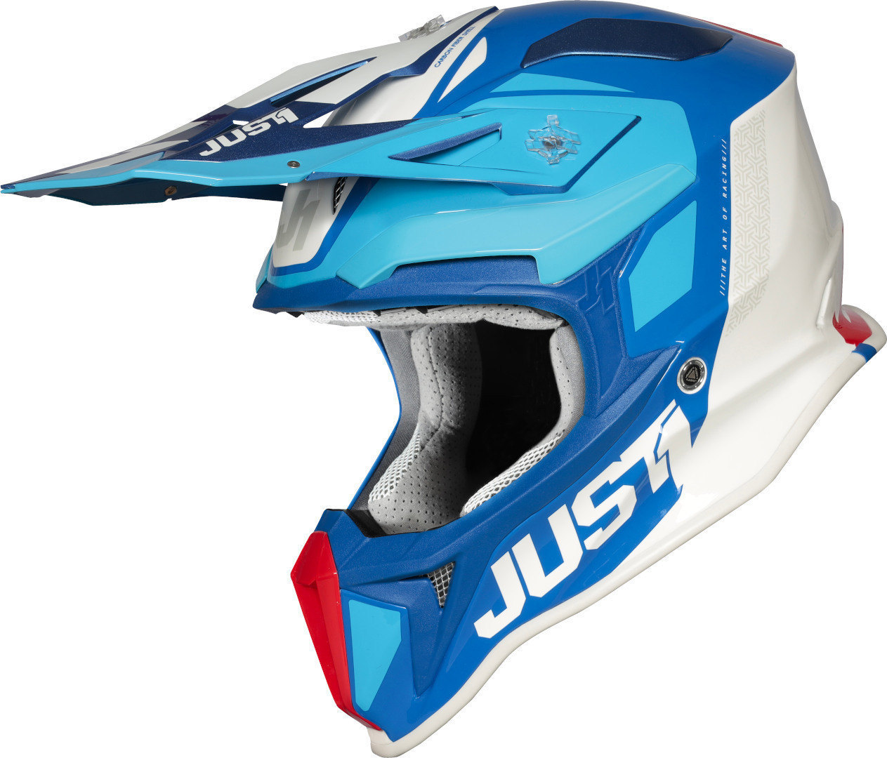 Just1 J18 Pulsar Motocross Helmet, white-red-blue, Size L, white-red-blue, Size L
