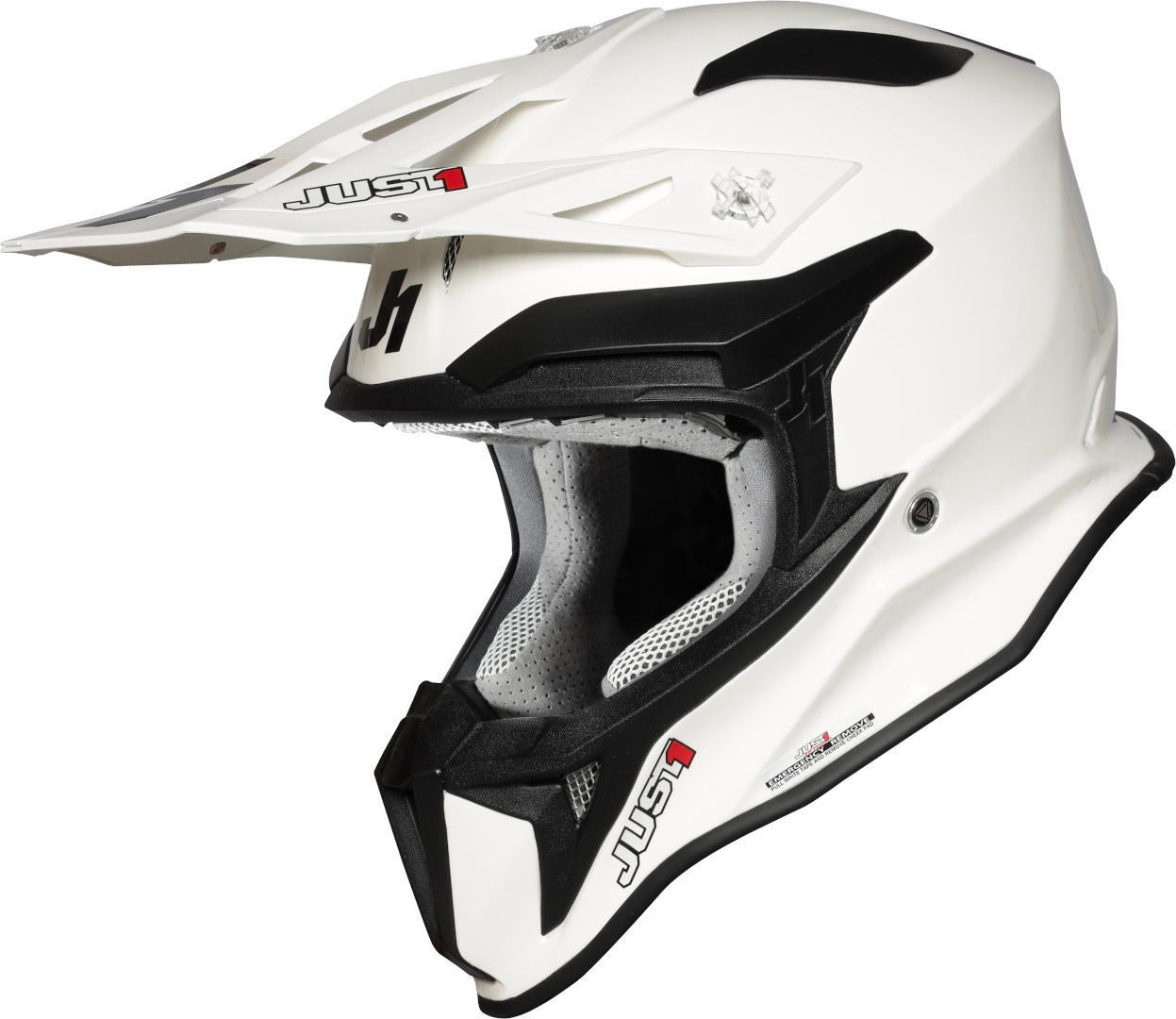 Just1 J18 Solid Motocross Helmet, white, Size L, white, Size L