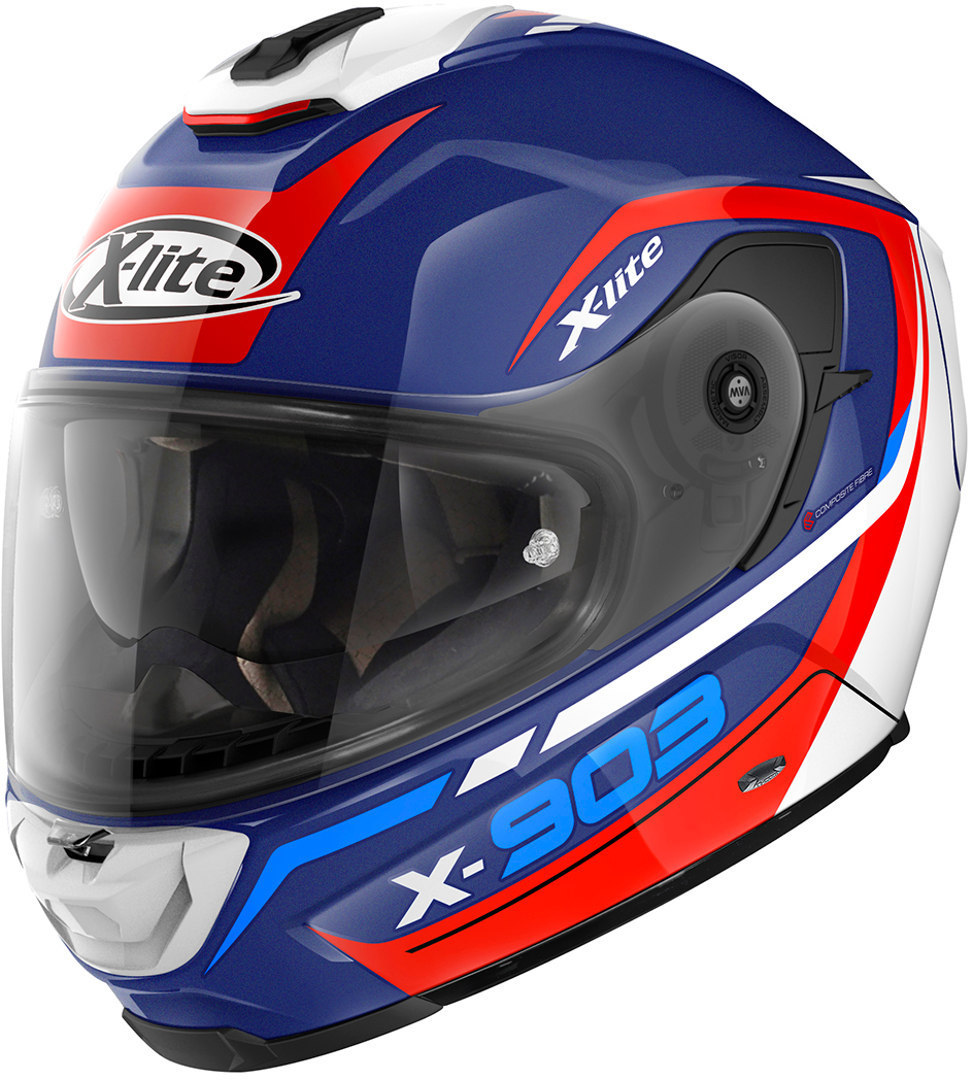X-lite X-903 Cavalcade N-Com Helmet, white-red-blue, Size S, white-red-blue, Size S