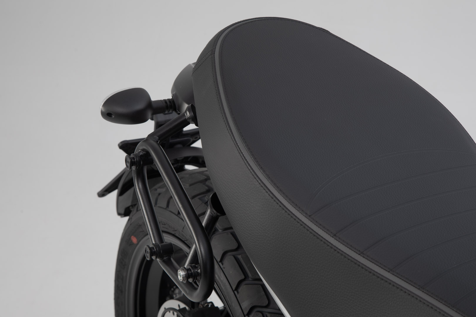 Side view of SW-Motech Legend Gear side bag system LC Black edition - Ducati Scrambler models (18-).