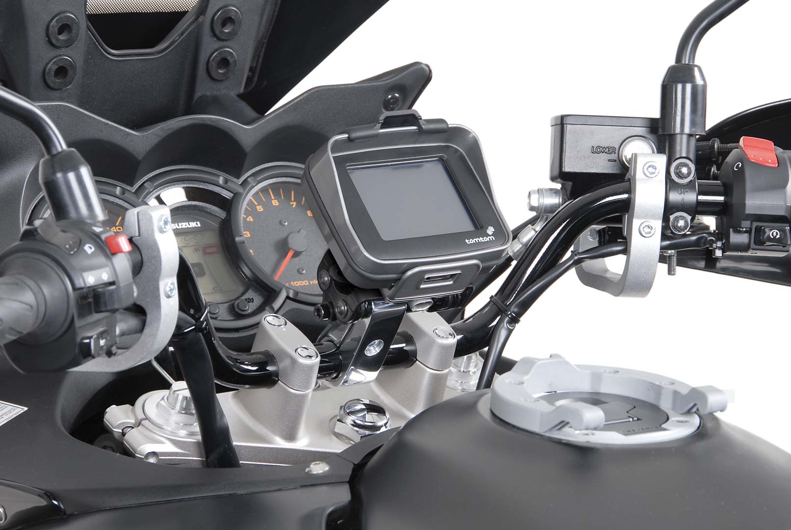 Image of Montaggio GPS SW-Motech con morsetto del manubrio - Per manubrio da 22 mm. Smorzato a vibrazioni. Argento., argento