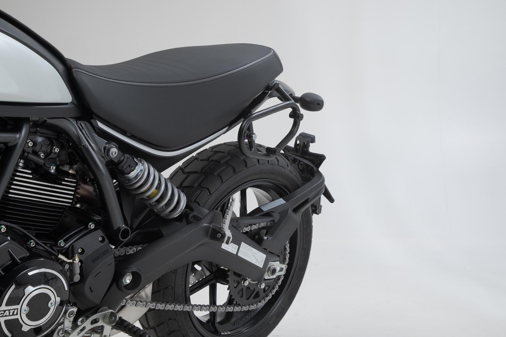 Side view of SW-Motech SLC side carrier left - Ducati Scrambler models (18-).