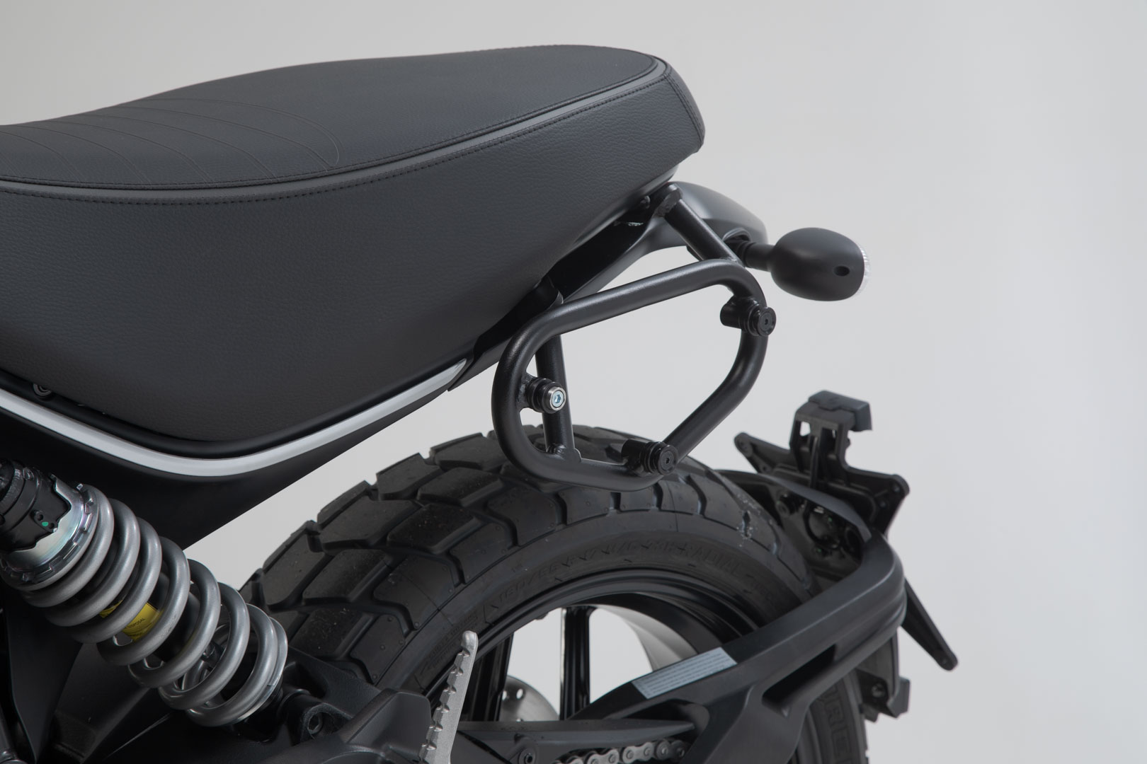 Side view of SW-Motech SLC side carrier left - Ducati Scrambler models (18-).