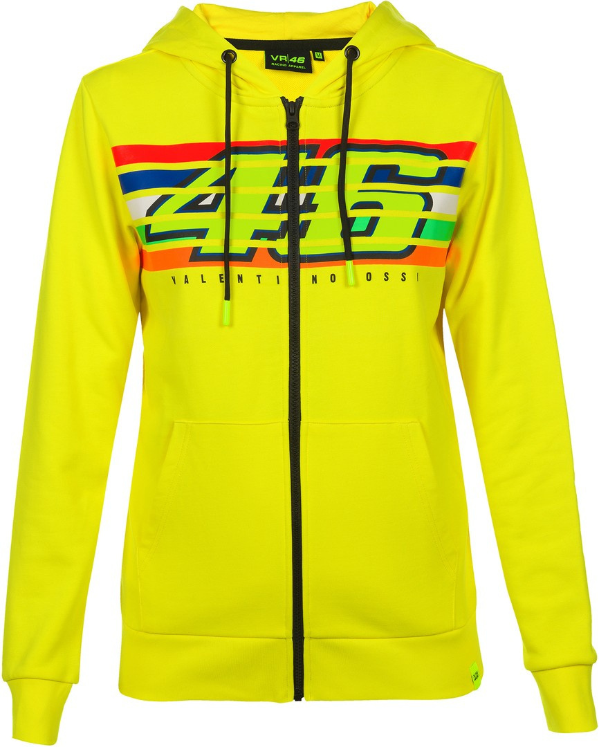 VR 46 Stripes Ladies Hoodie, yellow, Size XS for Women, yellow, Size XS for Women