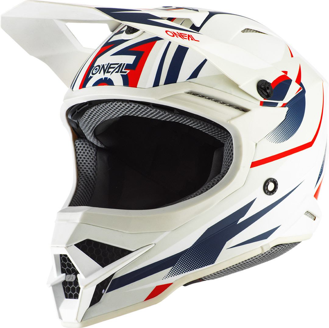 Oneal 3Series Riff 2.0 Motocross Helmet, white-red-blue, Size XS, white-red-blue, Size XS