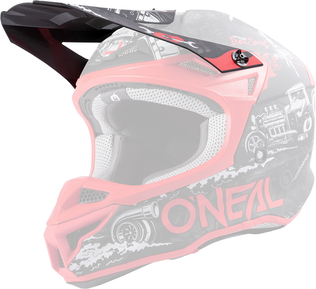 Oneal 5Series Polyacrylite HR Helmet Peak, black-red, black-red, Size One Size