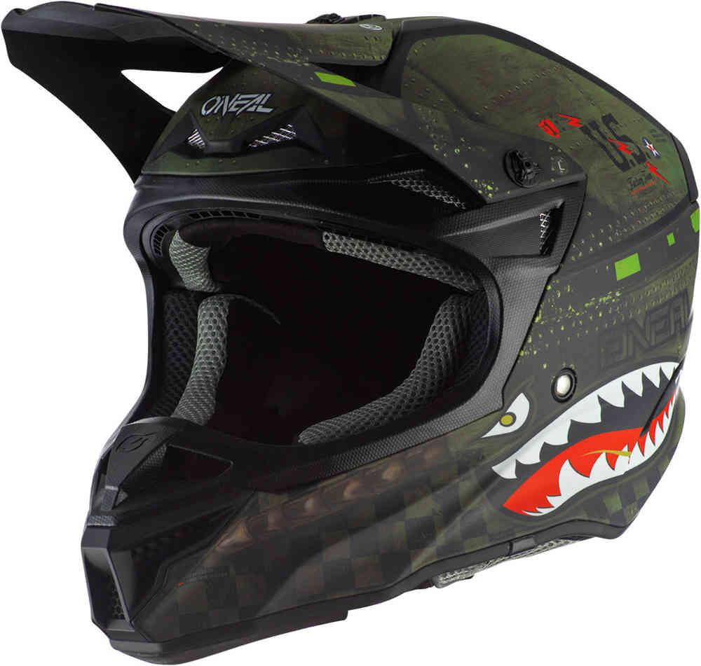 black and green motocross helmet