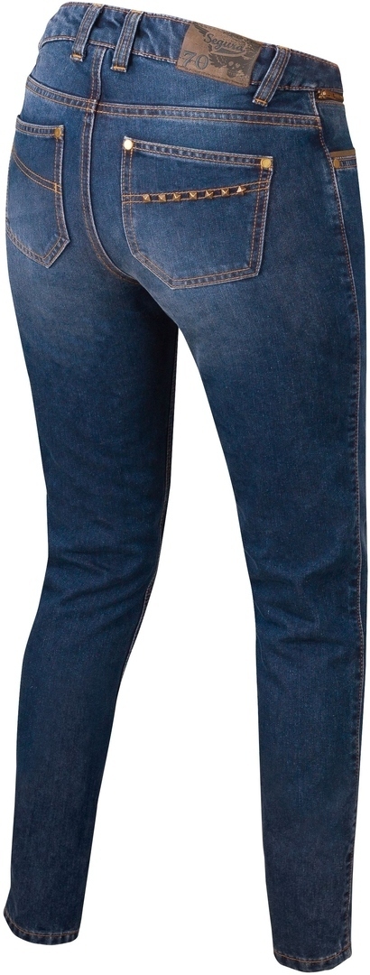 Side view of Segura Hopper Ladies Motorcycle Jeans, blue, Size 36 for Women