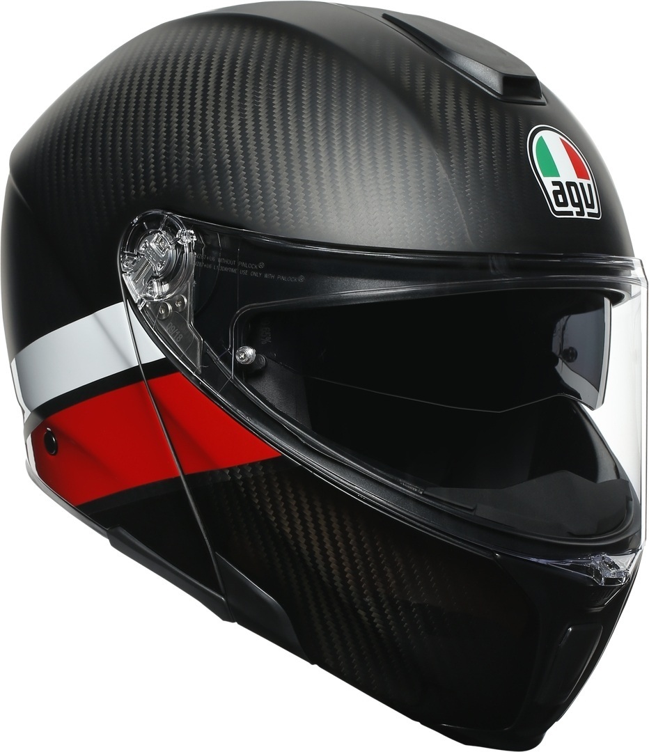 Image of AGV Sportmodular Layer Carbon casco, nero-bianco-rosso, dimensione 2XS