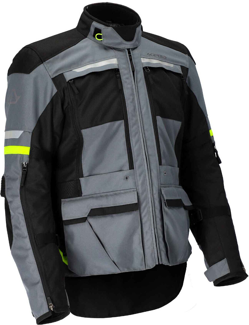 Acerbis X-Tour Motorcycle Textile Jacket, grey-yellow, Size L, grey-yellow, Size L
