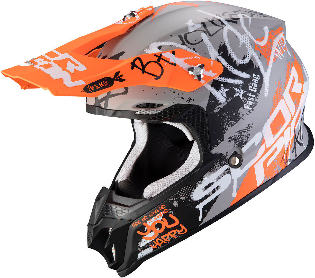 Scorpion VX-16 Air Oratio Motocross Helmet, grey-orange, Size S, grey-orange, Size S