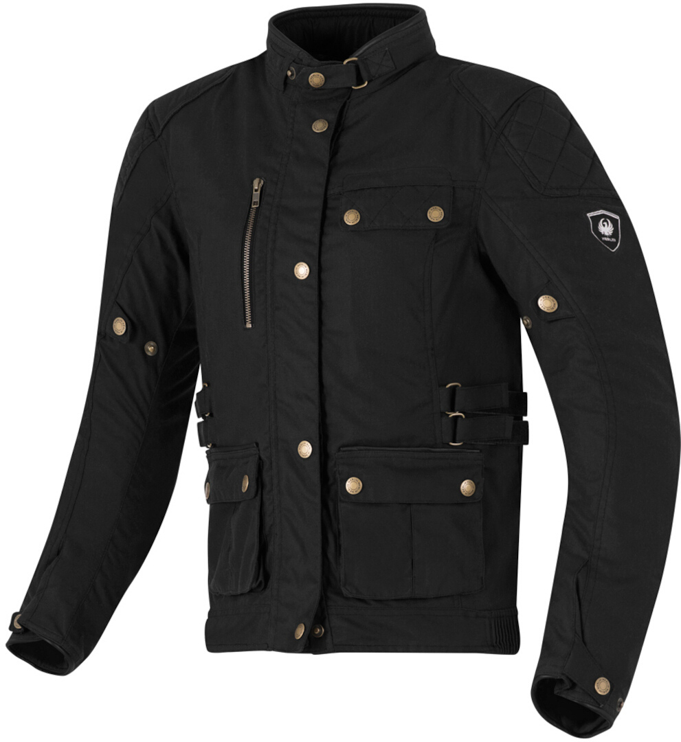 Merlin Harriet Dames Motorfiets Wax Jacket, zwart, afmeting XL voor vrouw