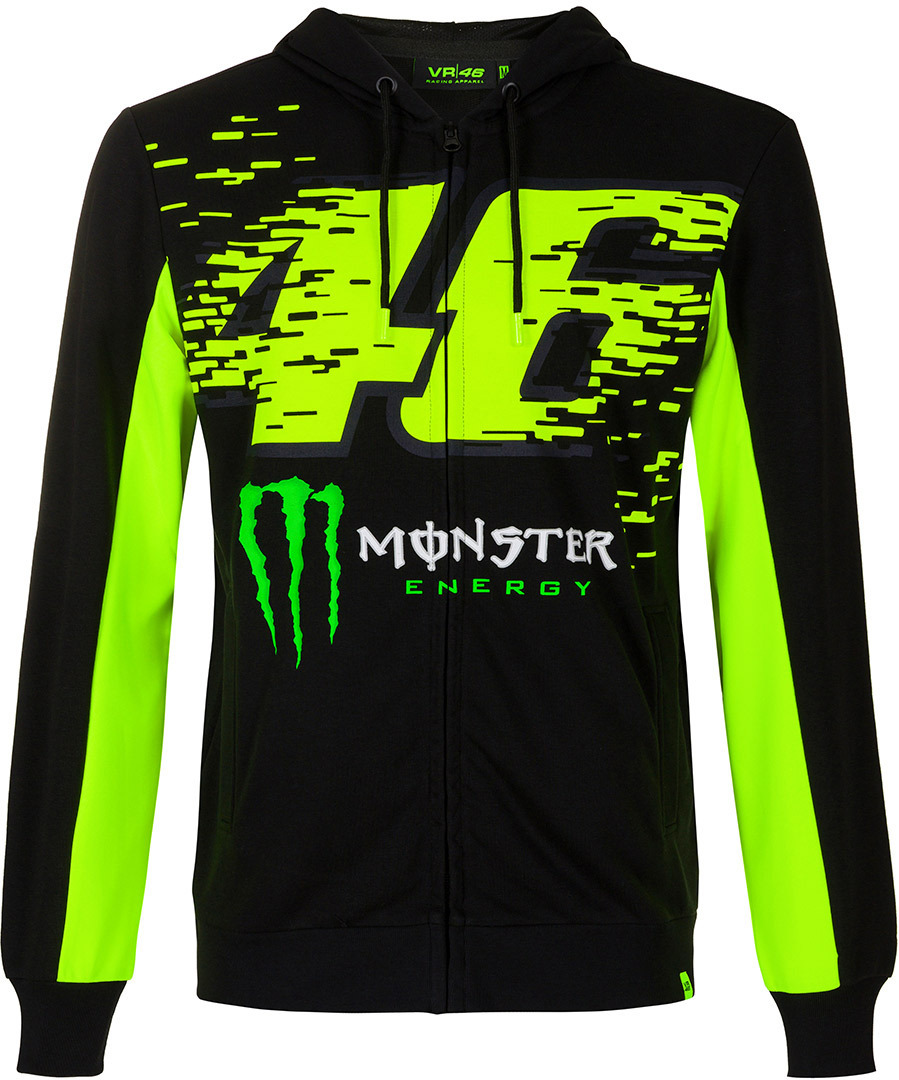 VR46 Monster Monza Zip Hoodie, schwarz-grün, Größe S, schwarz-grün, Größe S