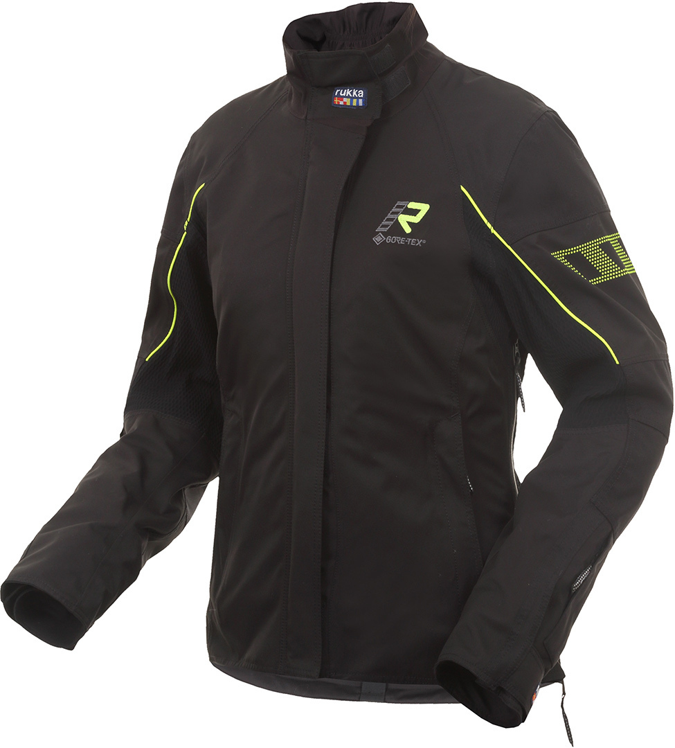 Rukka StretchDry Veste textile de moto pour dames, noir-jaune, taille 38 pour Femmes