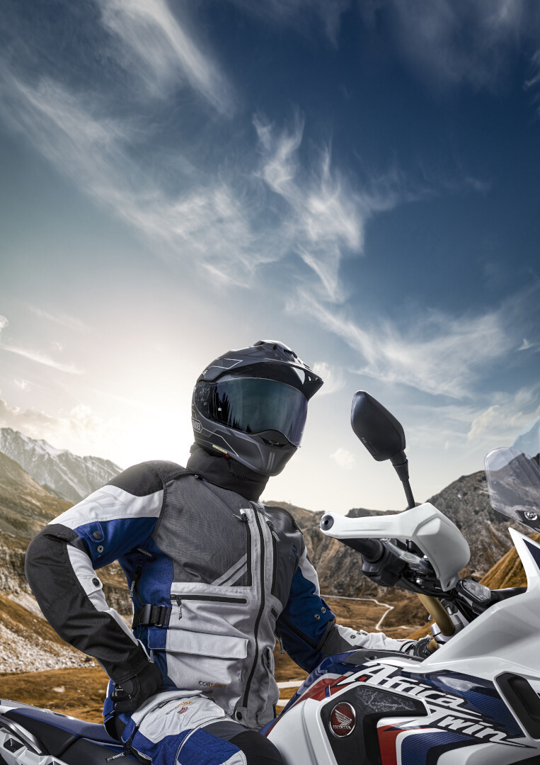 Side view of Rukka Offlane Motorcycle Textile Jacket, grey-blue, Size 46 for Men