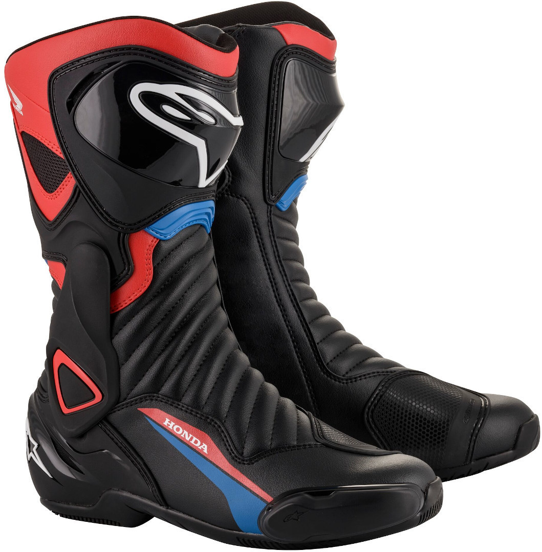 Alpinestars Honda SMX 6 V2 Motorcycle Boots, black-red-blue, Size 40, black-red-blue, Size 40