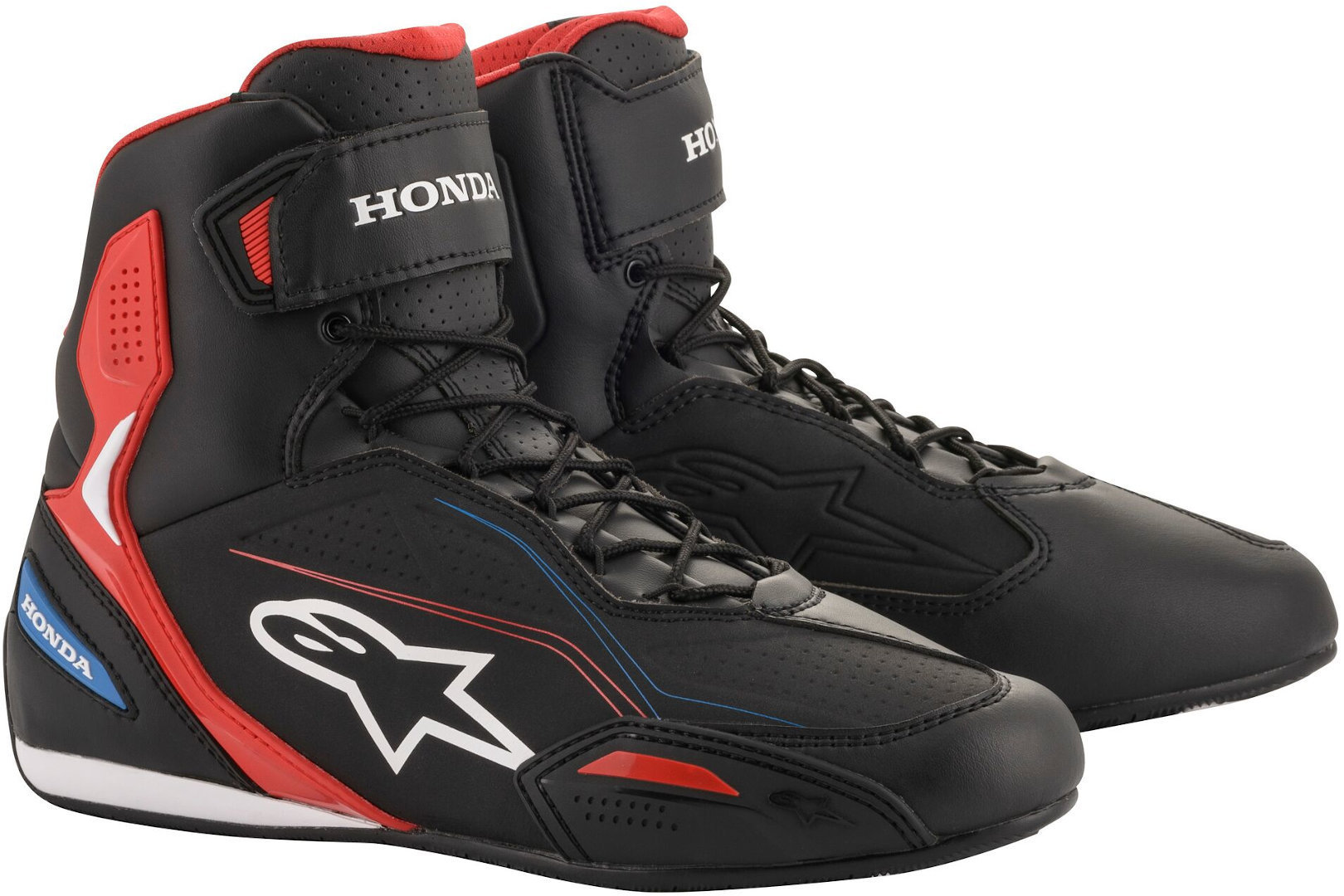 Alpinestars Honda Faster-3 Motorcycle Shoes, black-red-blue, Size 48, black-red-blue, Size 48
