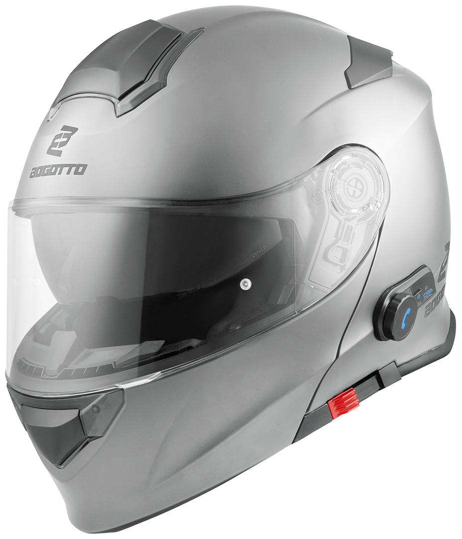 Side view of Bogotto V271 BT Bluetooth Helmet, silver, Size XS for Men