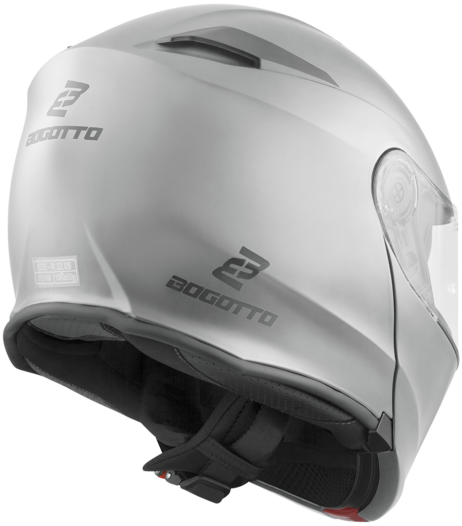 Side view of Bogotto V271 BT Bluetooth Helmet, silver, Size XS for Men
