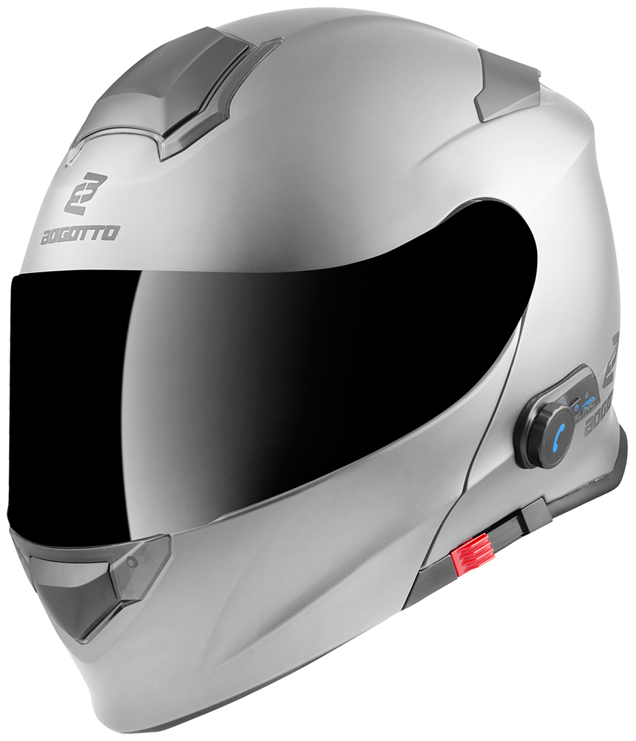 Side view of Bogotto V271 BT Bluetooth Helmet, silver, Size XS for Men