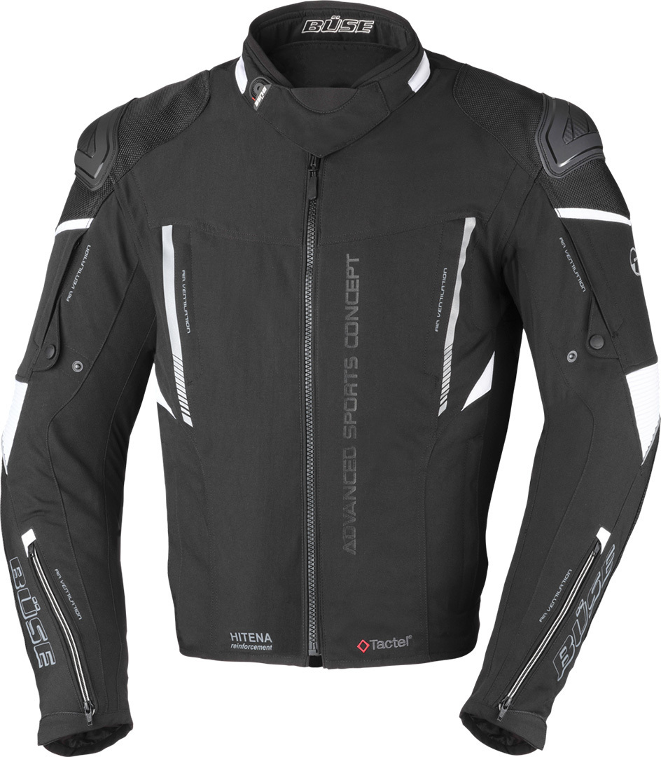 Büse Rocca Motorcycle Textile Jacket, black-white, Size 46, black-white, Size 46