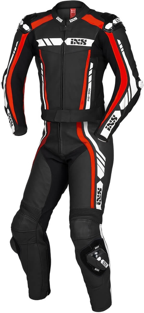 IXS Sport RS-800 1.0 Два куска мотоцикл кожаный костюм Черный/Красный/Белый Длинный 106 