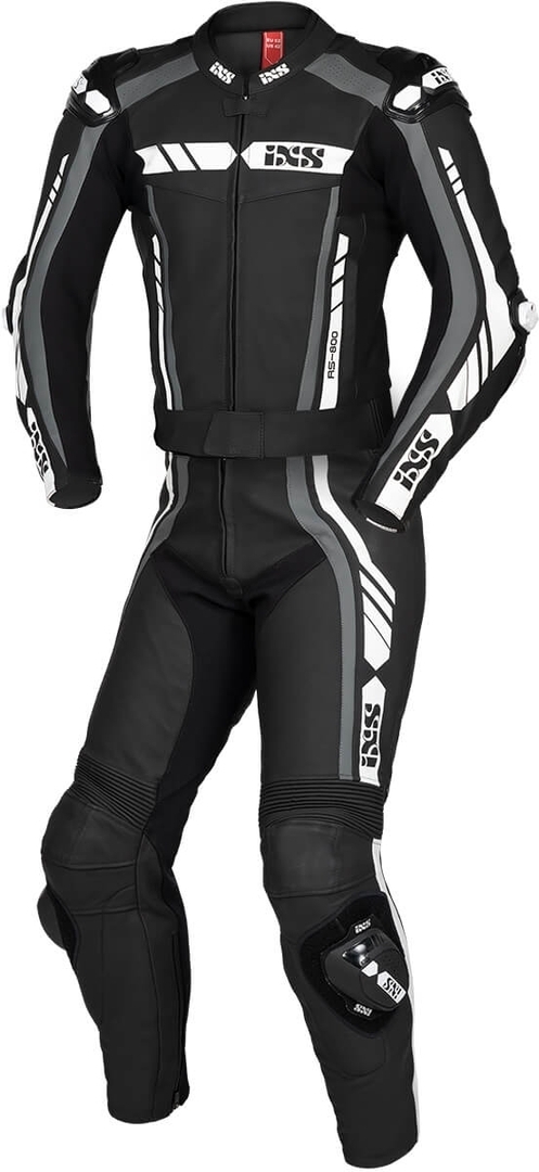 IXS Sport RS-800 1.0 Two Piece Motorcycle Leather Suit, black-grey-white, Size 2XL, black-grey-white, Size 2XL