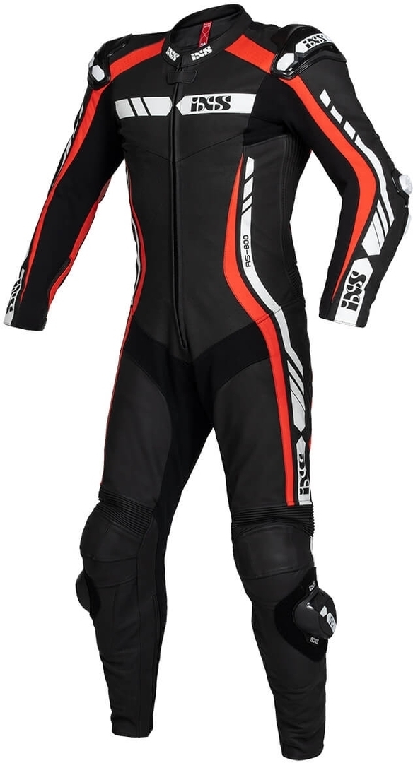 IXS Sport RS-800 1.0 One Piece Motorcycle Leather Suit, black-white-red, Size 54