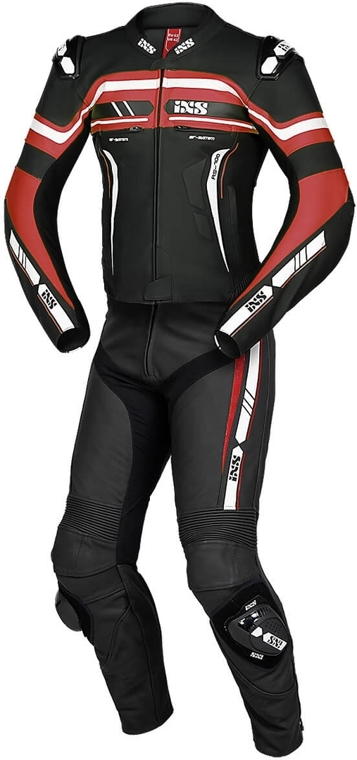 IXS Sport RS-700 2.0 Two Piece Motorcycle Leather Suit, black-white-red, Size 50, black-white-red, Size 50