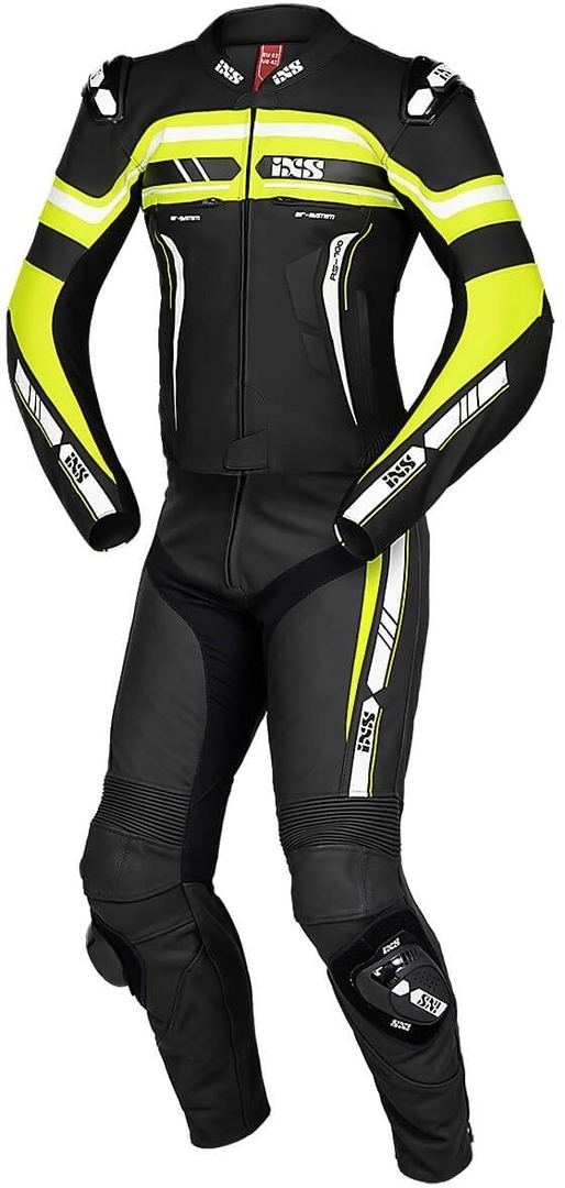 IXS Sport RS-700 2.0 Two Piece Motorcycle Leather Suit, black-white-yellow, Size 48, black-white-yellow, Size 48
