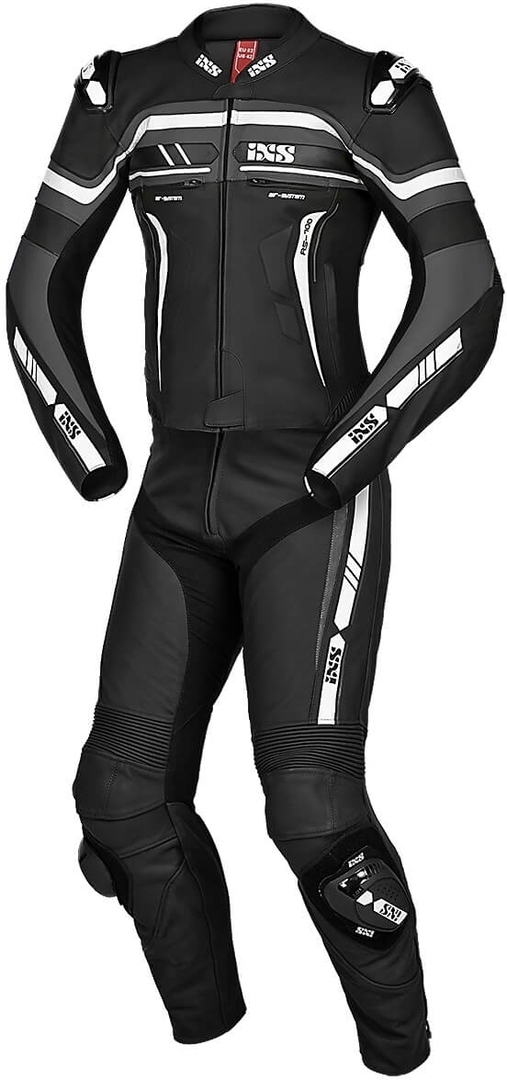 IXS Sport RS-700 2.0 Two Piece Motorcycle Leather Suit, black-grey-white, Size XL, black-grey-white, Size XL