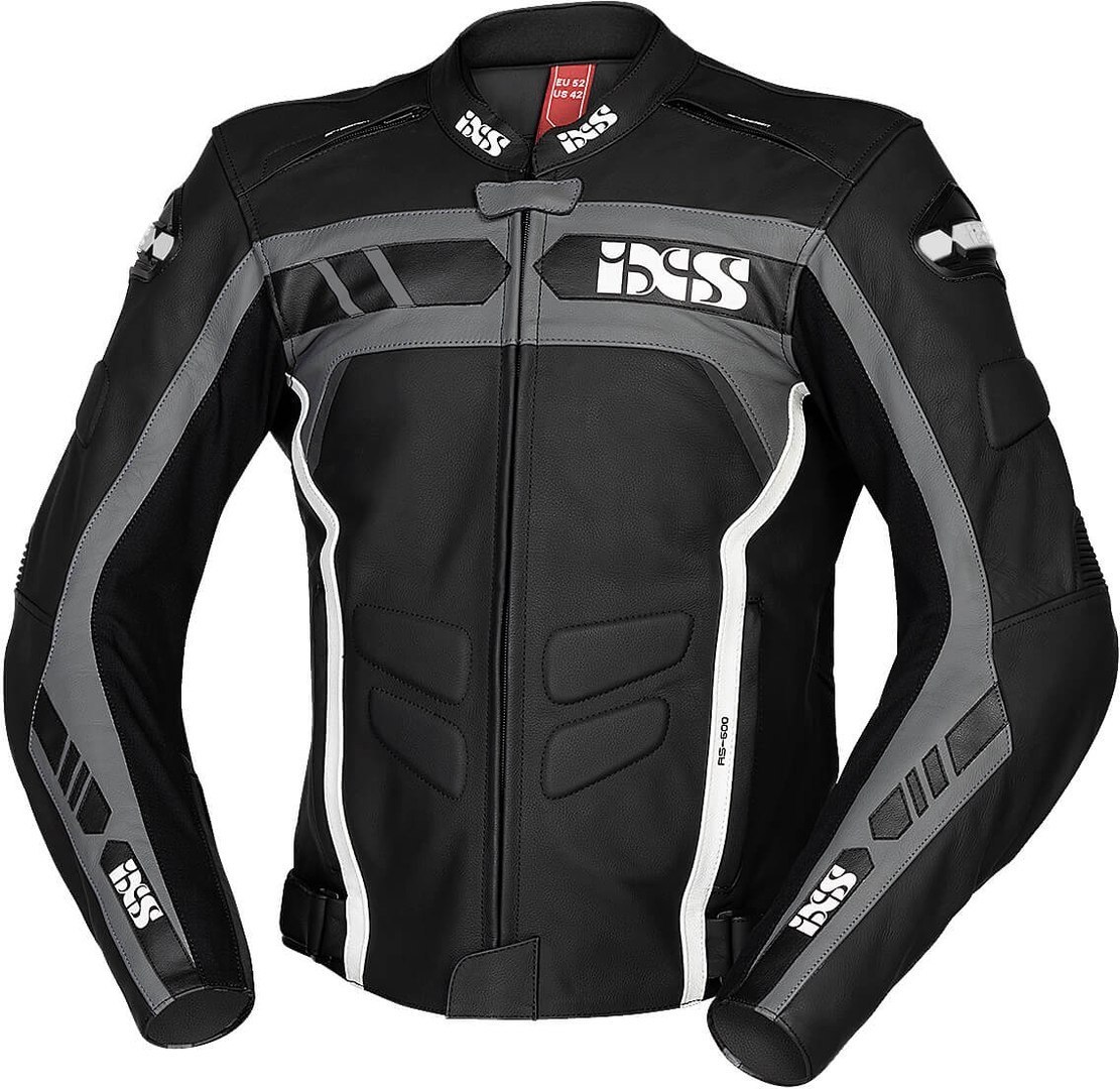 IXS Sport RS-600 1.0 Motorcycle Leather Jacket, black-grey-white, Size XL, black-grey-white, Size XL