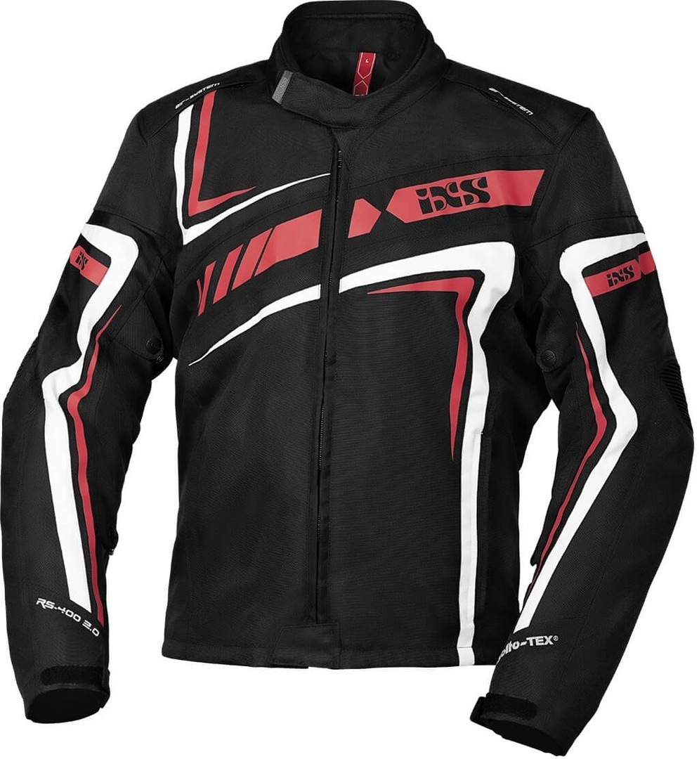 IXS Sport RS-400-ST 2.0 Motorcycle Textile Jacket, black-white-red, Size M, black-white-red, Size M